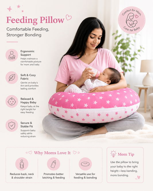 Feeding Pillow Nursing for New Born Baby with Adjustable Strap buckle & Removable Cover