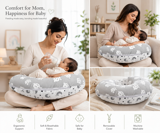 Breast Feeding & Nursing Pillow with Buckle Adjustment and Detachable Cover